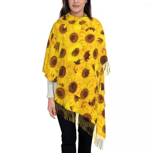 Foulards Chaud Doux Écharpe Hiver Tournesol Châle Wrap Jaune Imprimé Floral Personnalisé Foulard Femmes Wraps