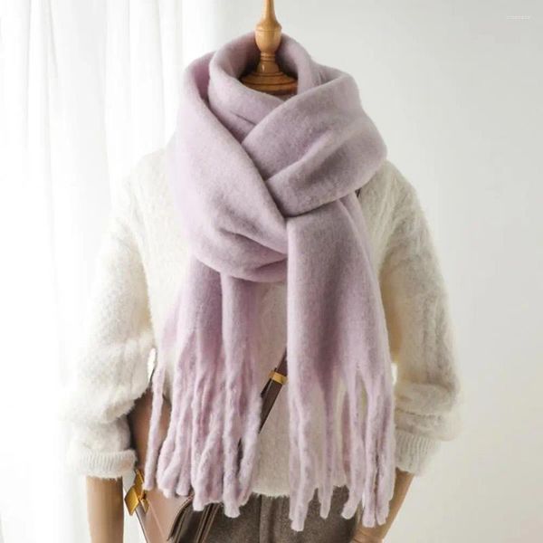 Bufandas Bufanda de borla cálida Transpirable Acogedor Color sólido engrosado para mujeres Otoño Invierno Suave Mantón ancho