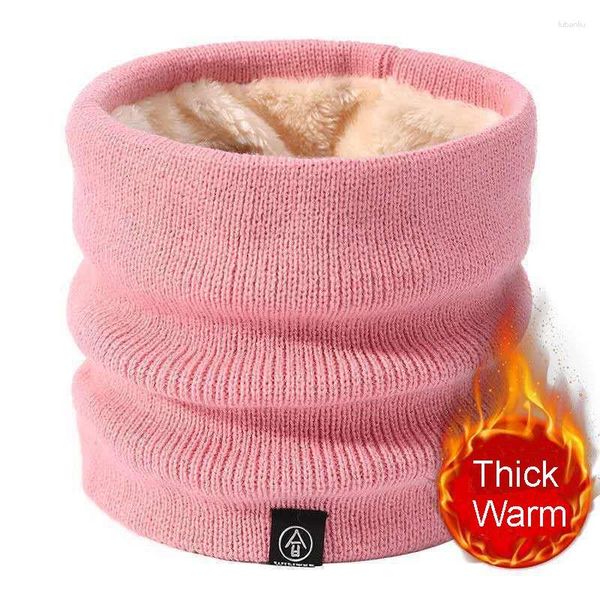 Écharpes chaud hiver anneau écharpe femmes hommes solide cachemire peluche masque complet snood tricot épais cou bufanda