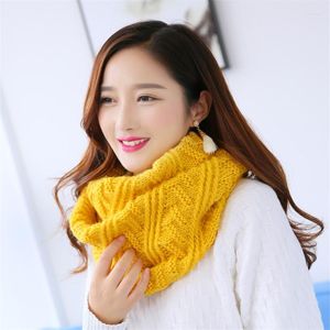 Foulards chaud hiver femmes couleur unie tricoté infini écharpe fille foulard laine câble anneau extérieur cercle boucle châle