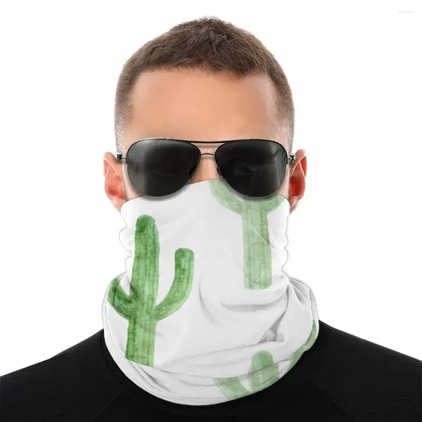 Bufandas Acuarela Patrón de cactus Media mascarilla Hombres Mujeres Calentador de cuello Bandanas sin costuras Diadema a prueba de polvo Ciclismo Escalada