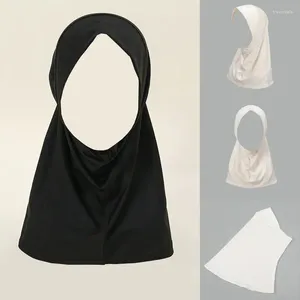 Bufandas usan directamente hijab instantáneo mujeres musulmanas eid turbante color sólido oración árabe 50 40 cm khimar islámico