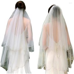 Bufandas de boda velo nupcial con dientes de metal accesorios para el cabello para novias 2 tul de nivel 40 "cuentas de brillo