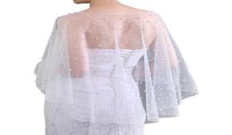 Foulards de mariage Wraps Capes Châles en tulle doux avec perles de perles broderie demoiselle d'honneur capelet haussement d'épaules pour robe de soirée 8717142