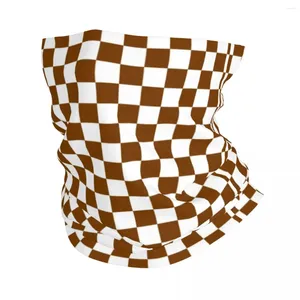 Foulards Blanc Marron Damier Bandana Cou Gaiter Imprimé À Carreaux Balaclavas Écharpe De Visage Chaud Chapeaux De Course Pour Hommes Femmes Adultes