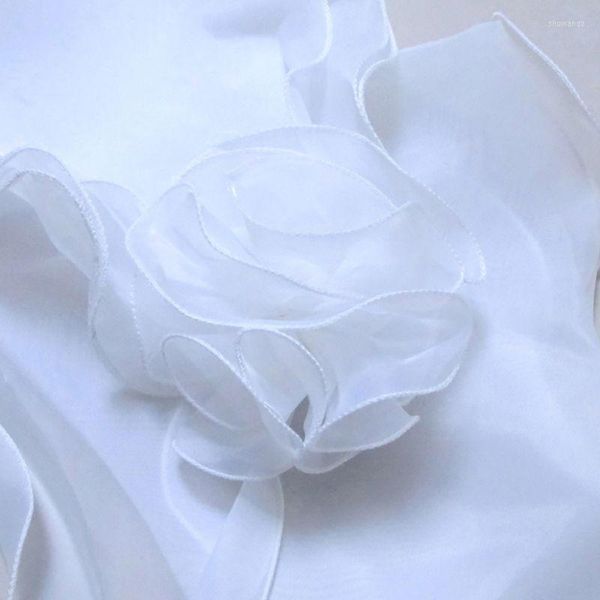 Bufandas Blanco Elegante Flor Multicapa Tul Mantón Boda Envoltura Nupcial Gasa Corto C