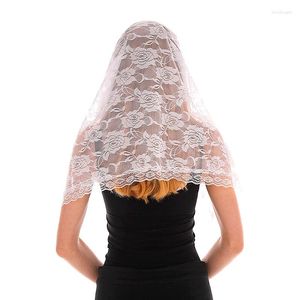 Foulards Blanc Femmes Espagnol Mantilla Dentelle Catholique Voile Chapelle Écharpe Pour Châle Tête Couvrant Masse Femme Musulmane