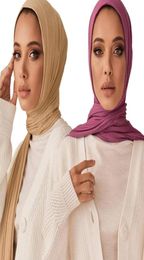Écharrés entièrement musulman stretch jersey écharpe châles hijab coton femmes longs mode turban wraps 17060cm 20pcslot3127535