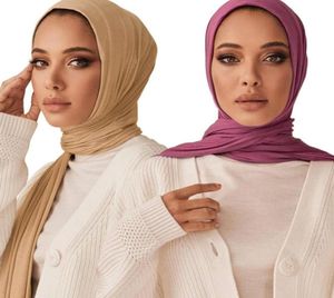 Foulards Entier Musulman Stretch Jersey Écharpe Châles Hijab Coton Femmes Longue Mode Turban Wraps 17060 cm 20pcslot7146215