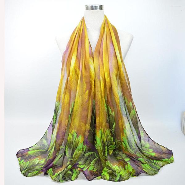 Foulards En Gros 6 Couleurs Automne Hiver Foulard Pour Les Femmes Corail Fleur De Mode Longue Soie Écharpes Dames