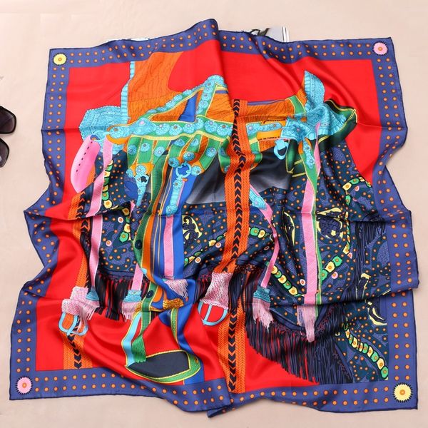 Foulards en gros-90 * 90 cm haut style 100% foulard de soie hijab femmes grand carré de soie châle enveloppes foulard foulards pour l'emballage des cheveux