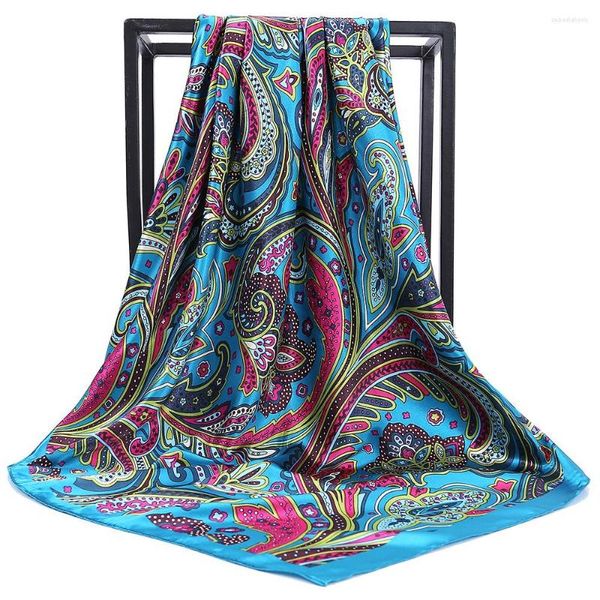 Bufandas Venta al por mayor 90 90 cm Bufanda de seda Moda Mujer Primavera / Verano Cabeza / Cabello Bandana Cheveux Foulard Femme