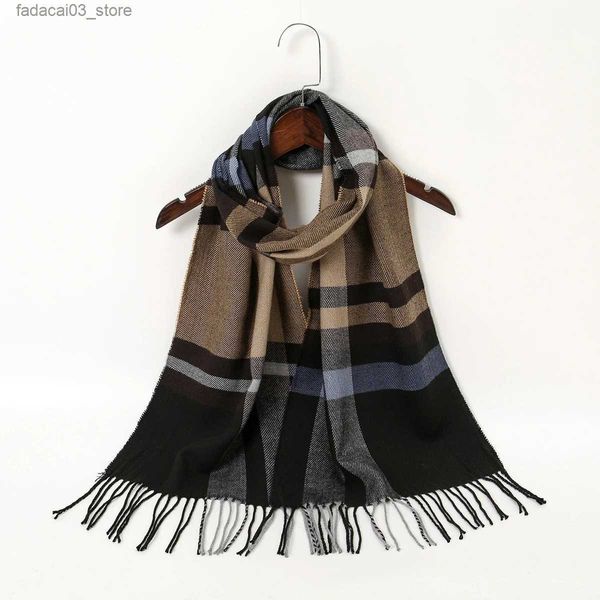 Bufandas Venta al por mayor Moda Invierno Mantener cálido Plaid Borla Mantón Falso Bufanda de cachemira para mujer Al aire libre A prueba de viento Pashmina Bufandas 190 * 30 cm Q240111