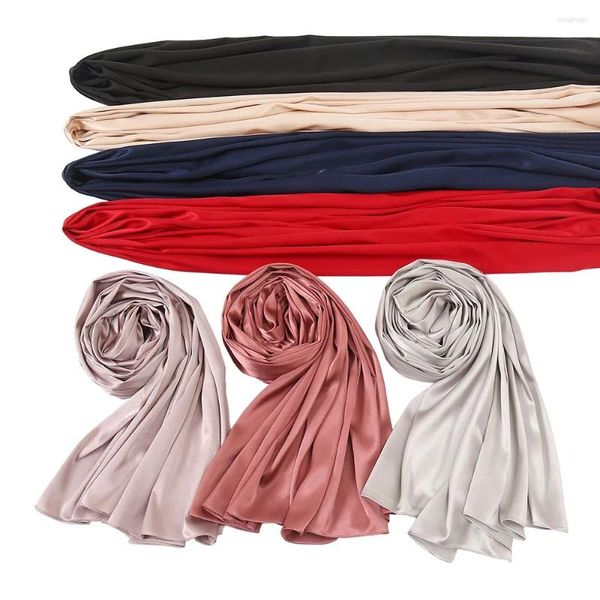Écharbes en gros de châle en soie mate mate écharpe ordinaire pour femme fashion piadique musulmane couleur solide hijab été pashmina 180 70cm