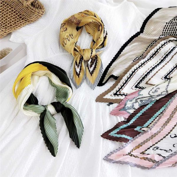 Écharbes en gros de la soie écharpes luxueuses pour femmes petites foulards crisphes plissés cuit-piles satin Q240509