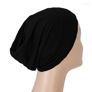 Foulards en gros couleur unie intérieur Hijab casquette extensible musulman Bonnet casquettes sous-écharpe islamique femme doux sous-chapeau chapeaux