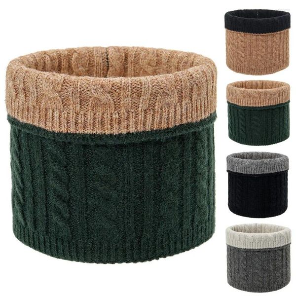 Écharpes coupe-vent hiver garder au chaud écharpe pour femmes hommes épais col de laine coton tricoté anneau couleur unie