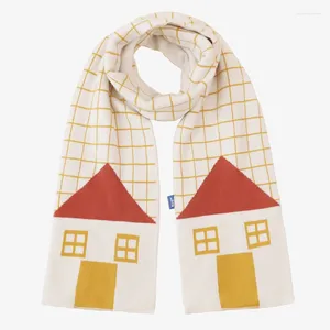 Bufandas Winte Otoño Bufanda de punto larga para mujer Beige Mantón a cuadros Casa cálida creativa Sin golpear Serie infantil Casual