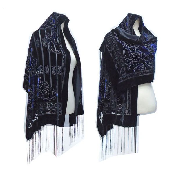 Foulards hiver noir velours foulard de soie châle ladys classis hijab cadeau musulman pour les mamans vêtements quotidiens poncho fête pashmina 230927