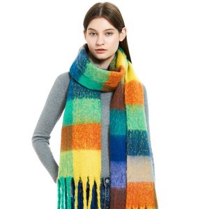 Sjaals winter kasjmier sjaal vrouwen mannen lonssel pashmina sjaal warm kleurrijke geruite weven foulard groot formaat paar winddichte uitlaatdemper G220927