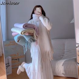 Bufandas de cachemir de invierno bufanda mujeres gruesas calientes calientes chales envolturas de color s￳lido Tassel Lady Blanket femenina Foulard 220922