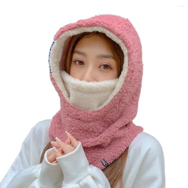 Écharpes Chapeau d'hiver Écharpe Ensemble Masque De Laine Fille Japonaise Bonnet Femmes Bomber Style Coréen Bonnets À Capuchon Col Couvre-tête En Peluche