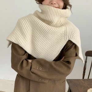 Écharpes d'hiver écharpe tricotée pour femmes châles épais et enveloppes couleur unie silencieux laine fil foulard Poncho Echarpe Femme Bufanda
