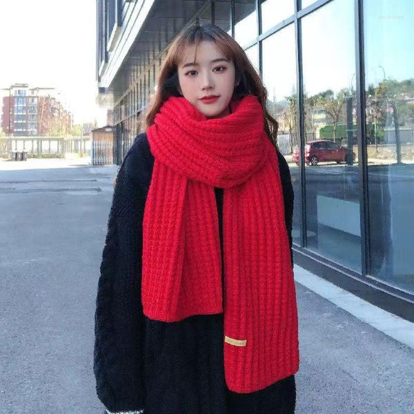 Écharpes hiver tricoté écharpe femmes fille étudiant bavoir tendance hommes vêtements chauds châle coréen mode tricot accessoires