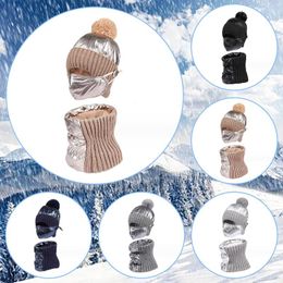 Écharpes hiver tricot chapeau ensemble 2 pièces protège-dents bonnet chapeaux et écharpe châle ensembles extérieur coupe-vent casquette cou écharpes