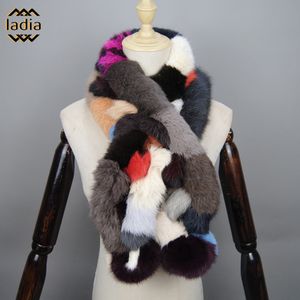 Foulards hiver dames femmes russes véritable longue écharpe chaude vraie fourrure de lapin silencieux tricot moelleux pompons naturel 230818