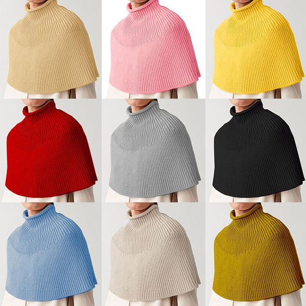 Bufandas de invierno para hombre y mujer, chal de punto de cuello alto, bufanda para mujer, suéter de punto grueso, capa cálida, chaleco, Poncho, chales 2021