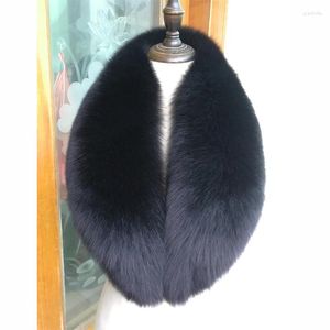 Bufandas Invierno Natural Cuello de piel real Abrigo de mujer Bufanda negra Cuello Cálido Cuellos de chal Tamaño grande Envolturas femeninas