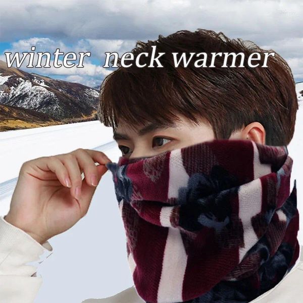 Bufandas Invierno Cuello Calentador Impreso Bufanda Tubería para Unisex Doble Capa Cubierta de felpa Al aire libre A prueba de viento Jersey