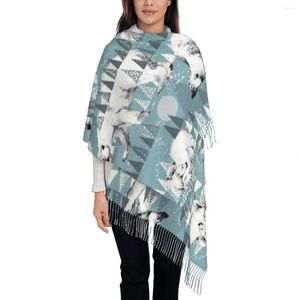 Bufandas Invierno Oso Polar Acuarela North Wildlife Animal salvaje Mujer Pashmina Shawl Wraps Fringe Bufanda Larga Grande