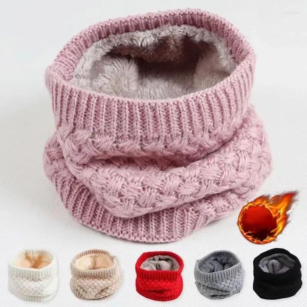 Écharpes d'hiver écharpe pour femmes enfants bébé chaud coton brossé tricot cou plus chaud cercle ski escalade foulard