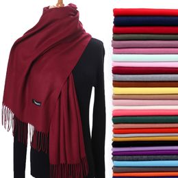 Sjaals Winter Effen Sjaal Vrouwen Warm Kasjmier Dames Hijab Hals Lange Sjaal Wraps Foulard Vrouwelijke Hoofd Pashmina Bandana 221119