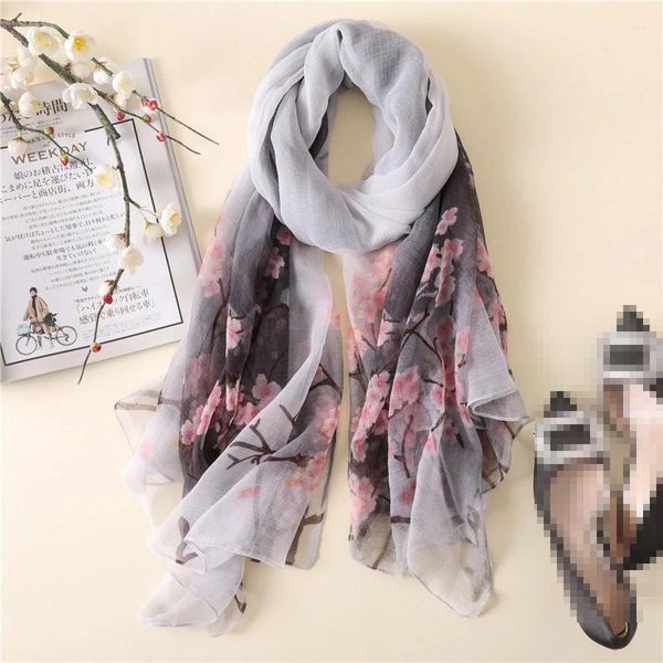 Foulards d'hiver crème solaire châle été silencieux fleur hijab tête écharpe femmes en plein air enveloppement bandana foulard femme serviette de plage en gros