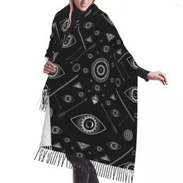 Foulards d'hiver Gland Écharpe Yeux Flèches Géométriques Femmes Cachemire Cou Tête Chaud Pashmina Lady Châle Wrap Bandana