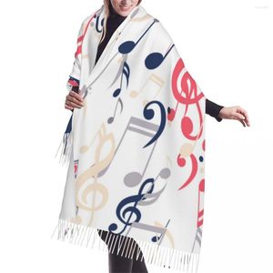 Sjaals Winter Kwastje Sjaal Falling Abstract Muzieknoten Vrouwen Kasjmier Hals Hoofd Warm Pashmina Lady Shawl Wrap Bandana