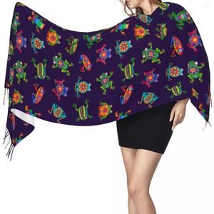 Bufandas Invierno Borla Bufanda Mexicano Ranas Patrón Mujeres Cashmere Cuello Cabeza Cálido Pashmina Lady Shawl Wrap Bandana