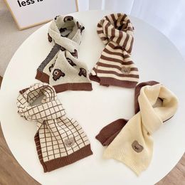 Sjaals Winter Warm Baby Kindersjaal voor jongens meisjes Schattige beer Casual Gestreepte Plaid Gebreide Wollen Lange Kindersjaals 2-8 jaar oud 231021