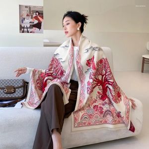 Bufandas Invierno Cálido Envolturas Mujeres Moda Impresión Chales Pañuelo largo Mujer Doble cara Gruesa Cachemira Bufanda de lujo para damas