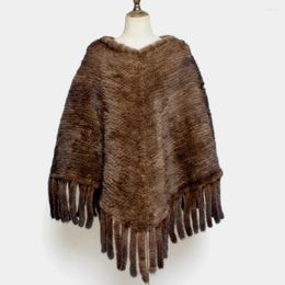 Écharpes d'hiver femmes châle naturel manteaux de luxe tricot véritable écharpe poncho ajouter gland dame mode capes décontractées