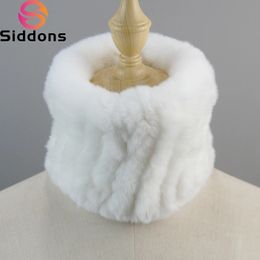 Bufandas Invierno Mujeres Piel real Hecho a mano Bufanda de piel elástica Punto Genuino Rex Piel de conejo Diademas Niñas Anillo de piel natural Cowl Snood Bufandas 231123