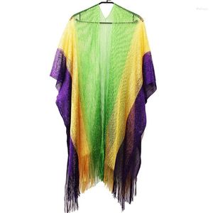 Foulards femme châle transparent avec frange garniture carnaval cool léger dame décontracté couleur correspondant poncho extérieur écharpe solaire