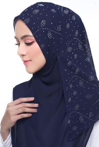 Sjaals dames bubbel chiffon sjaal blad diamant kristal hijab sjaals wraps massieve kleur moslim 20 kleuren