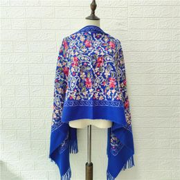 Foulards femmes cachemire artificiel avec gland dame hiver automne Schal écharpe penseur chaud femme châle broderie Cape