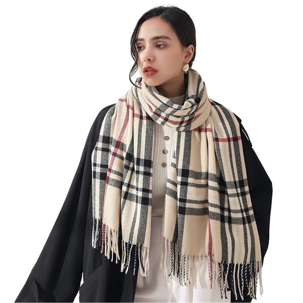 Foulards Femmes Automne Hiver Écharpe Lady Cachemire Sentiment Silencieux Printemps Automne Grande Couverture Classique Plaid Châle Doux Chaud Wrap En Gros 231007