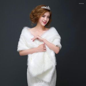 Bufandas Mujeres Nupcial Piel sintética Mantón Capa Invierno Espesar Cálido Blanco Felpa Wraps Cabo Novia Boda Fiesta de noche Accesorios de ropa