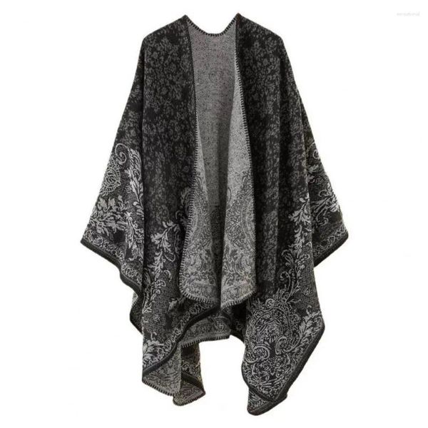 Bufandas Mujeres Cabo Elegante Vintage Cálido Cálido de gran tamaño Cardigan Chal Abrigo con estampado irregular para otoño invierno